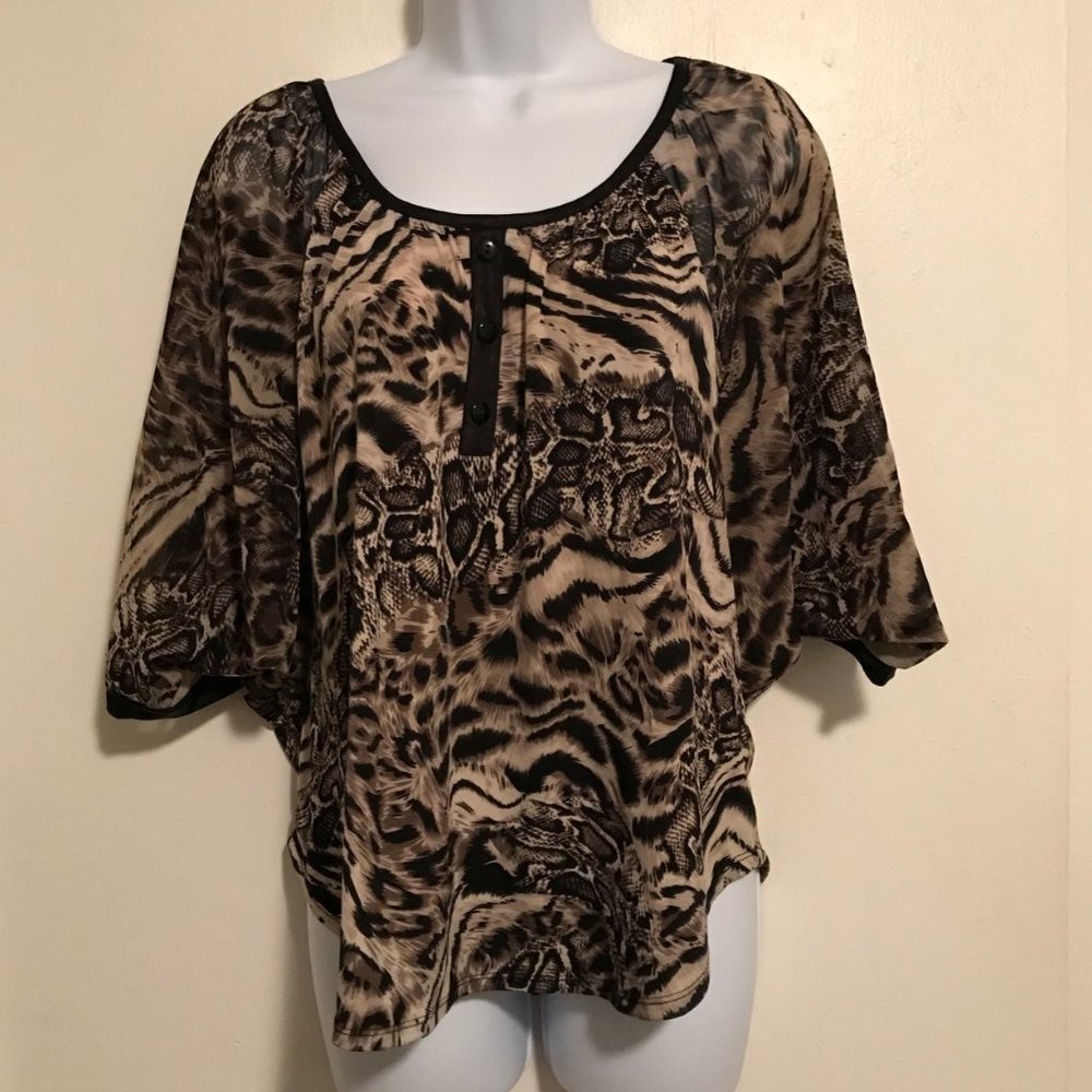 Style & Co. Animal Print Cape Style Blouse - Picture 1 of 5